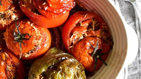 Gemista (Greek Stuffed Peppers & Tomatoes)